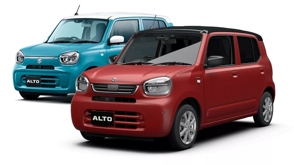 Обновленный Suzuki Alto (спереди) и дорестайлинговый (сзади)