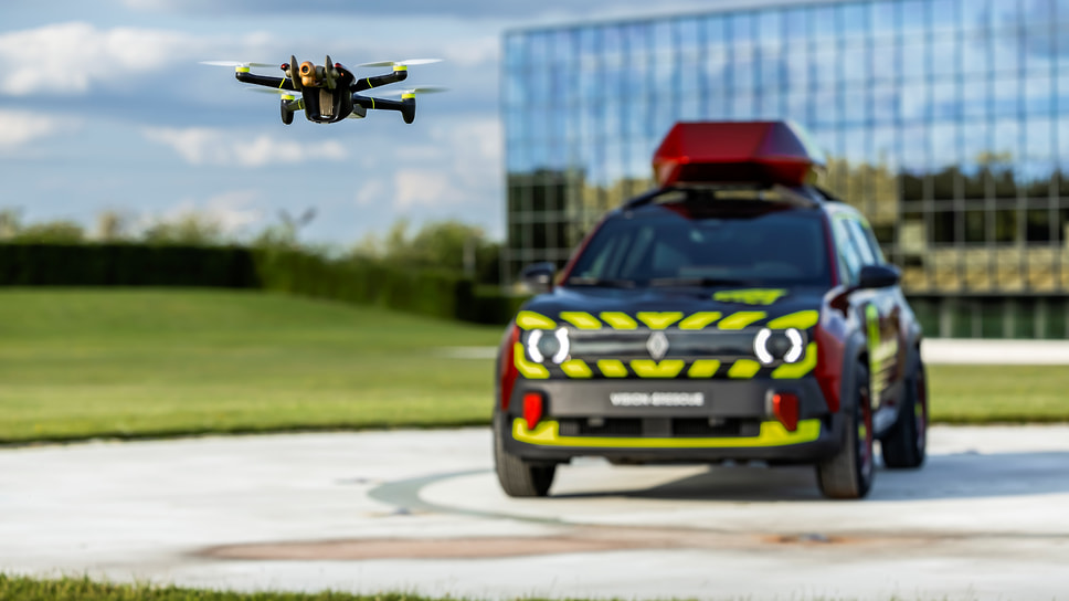 Renault представило концепт своего электрического хэтчбека, адресованный работникам экстренных служб. В комплект к автомобилю прилагается БПЛА