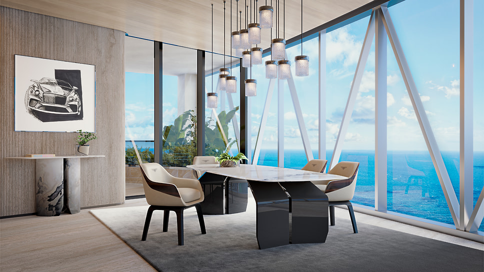 Вид на Атлантический океан из окна пентхауса на 61-м этаже ЖК Bentley Residences Miami