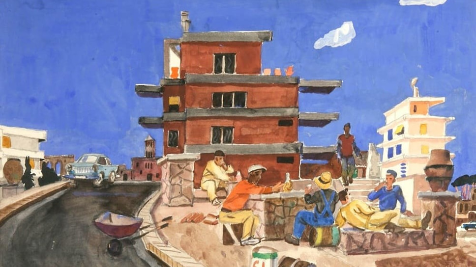 «Завтрак итальянских рабочих», 1966 год. Одна из работ, созданных Дейнекой во время последней зарубежной поездки. Он умрет в 1969 году в возрасте 70 лет