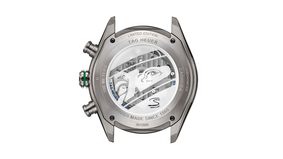 Задняя часть часов TAG Heuer Carrera Chronograph Tourbillon x Senna
