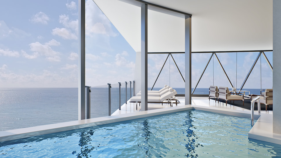 Терраса с бассейном в Bentley Residences Miami